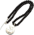 Natural Raw Tourmaline Pendant Black Onyx 8mm Beaded Necklace Closure