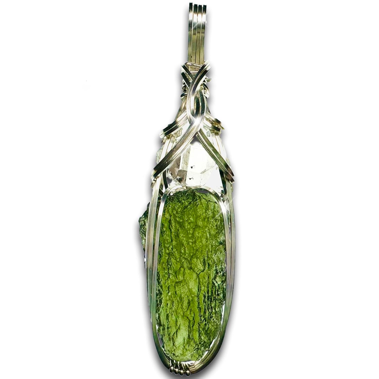 Genuine Moldavite Crystal Necklace Pendant for Healing Energy