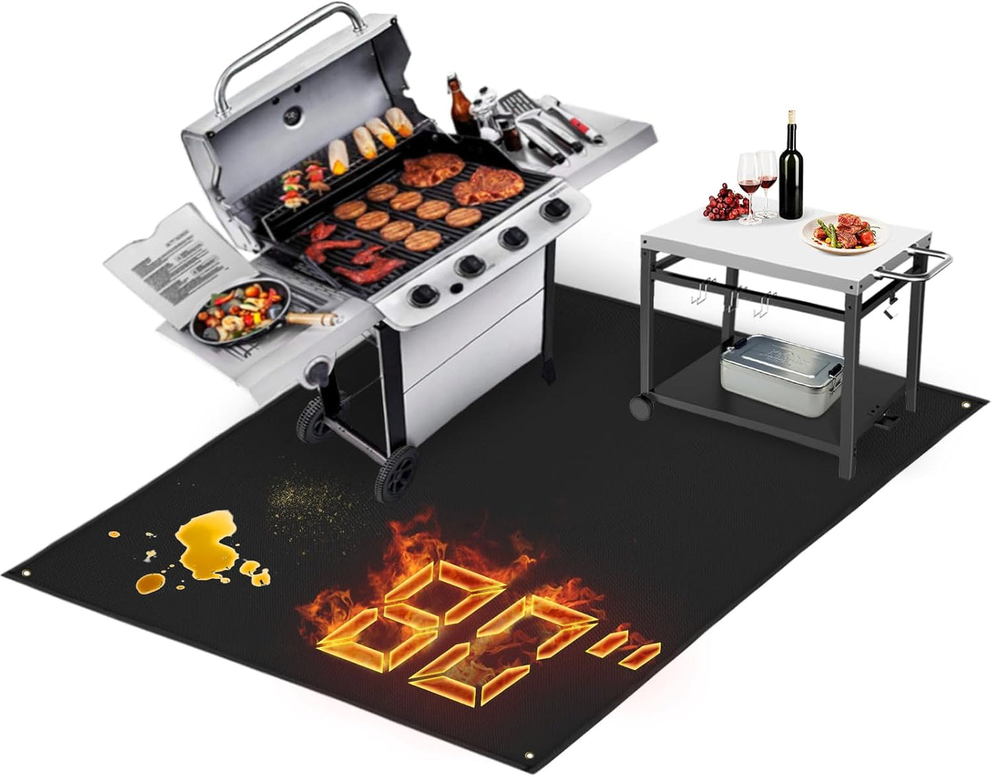 80 x 48 in Large Grill Mats for Outdoor Grill Protection