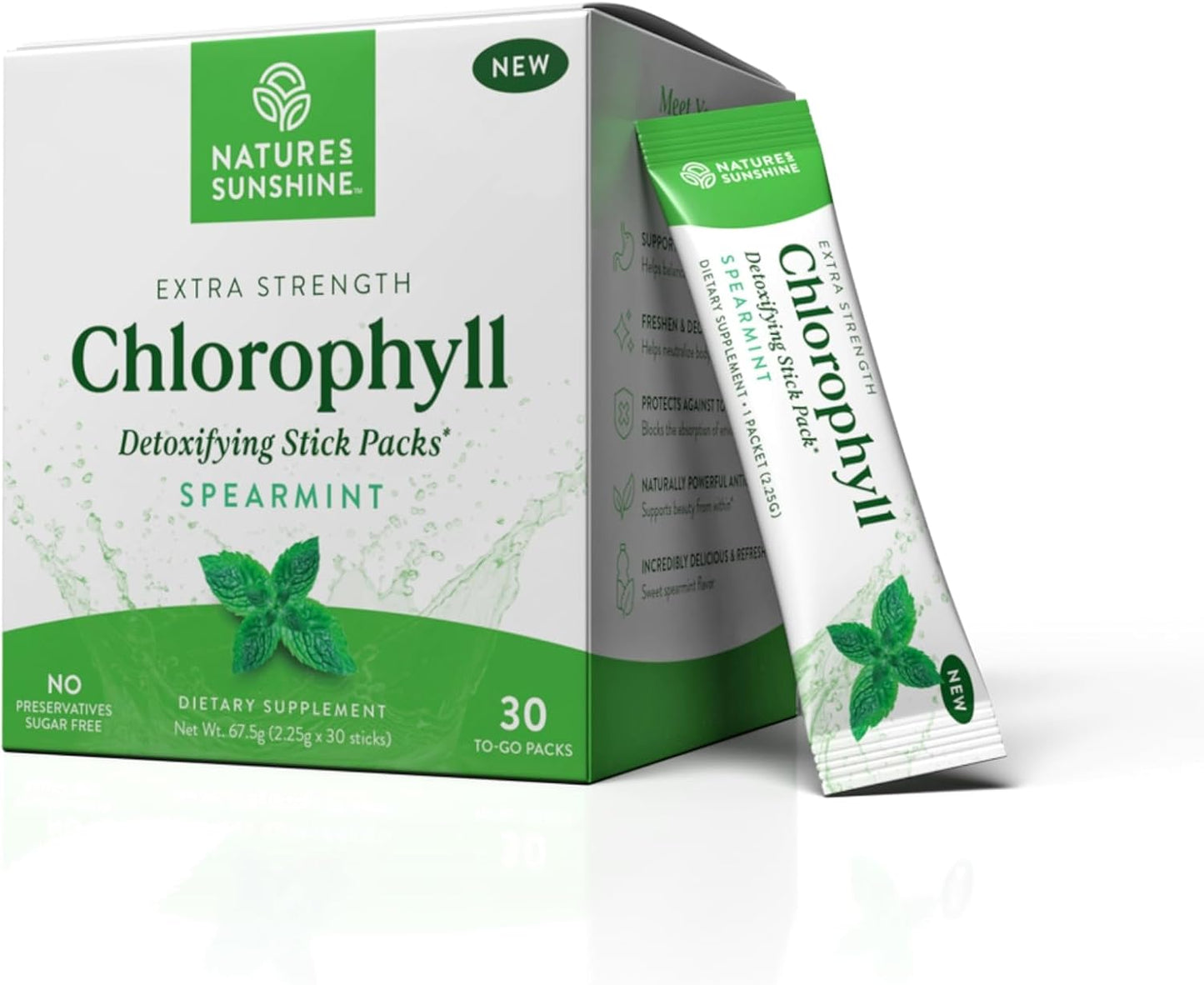 Nature's Sunshine Chlorophyll Stick Packs for Detox & Gut Health