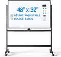 Large Rolling Whiteboard 48 x 32 in - Mobile Double-Sided Easel