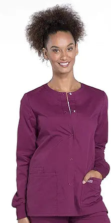 Snap Front Scrub Jackets for Women - Soft Stretch WW340