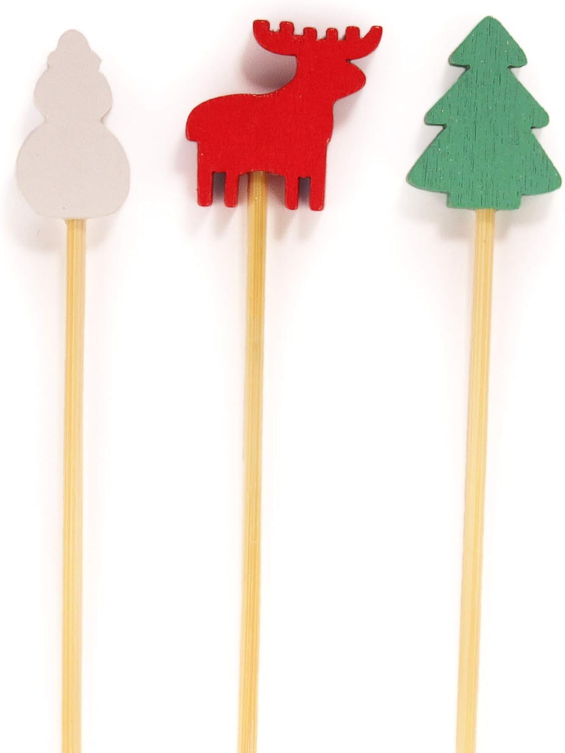 Festive Bamboo Party Picks - 100pcs - Holiday Designs - 5.9 - BambooMN