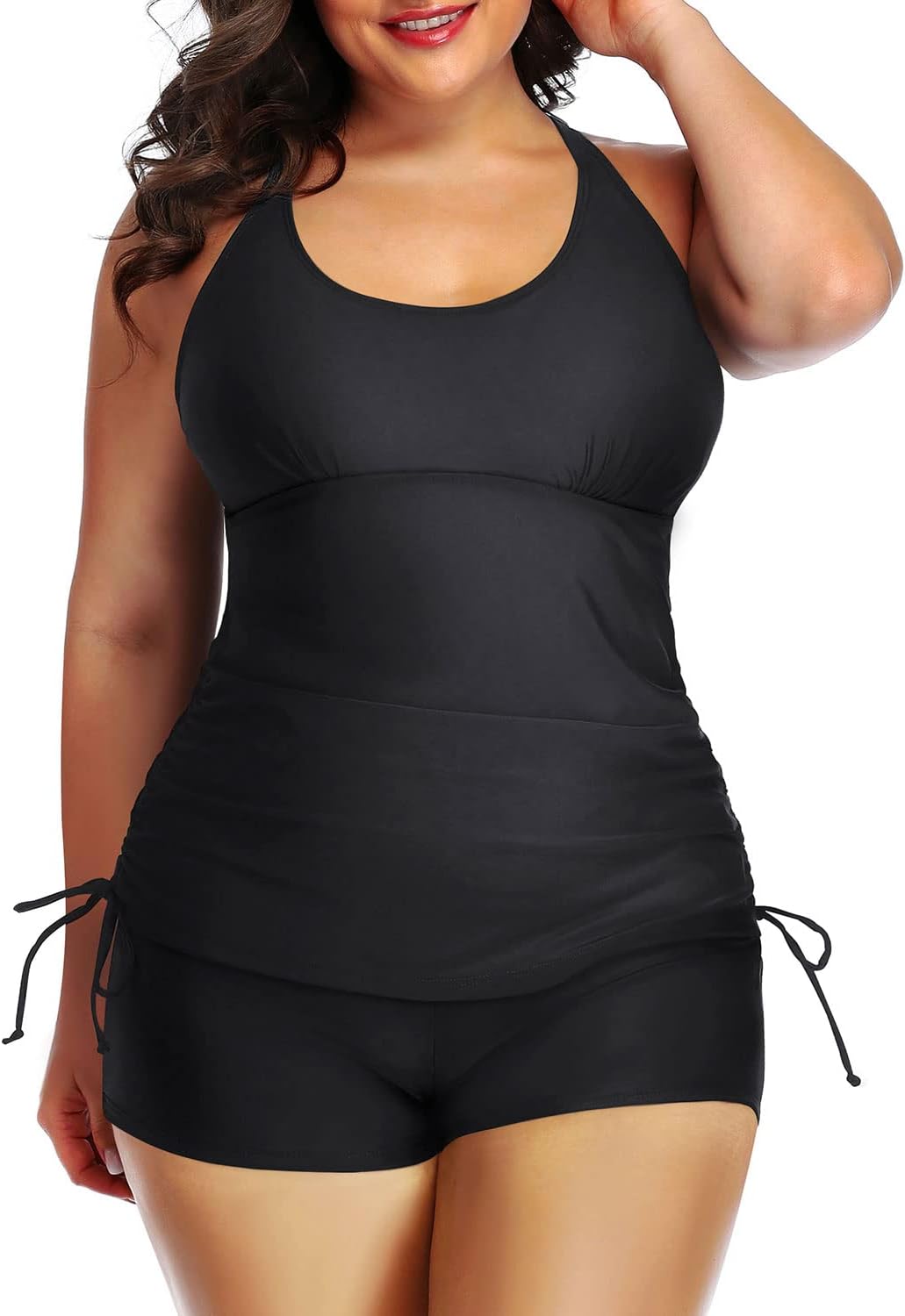 Yonique Plus Size Tankini with Shorts for Tummy Control Swimwear
