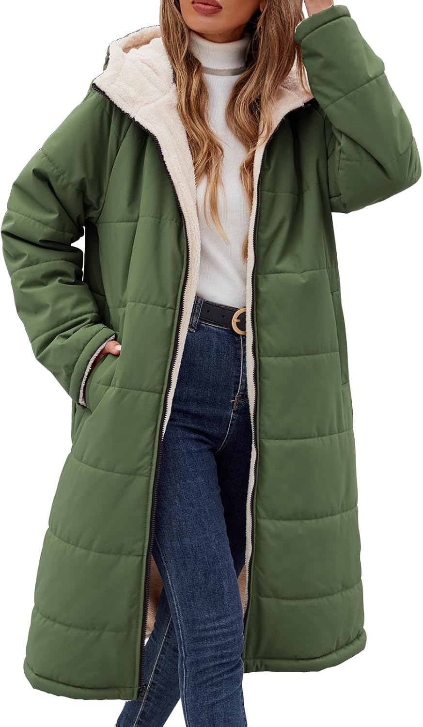 Yusongirl Womens Winter Long Coats Trendy Puffer Jacket