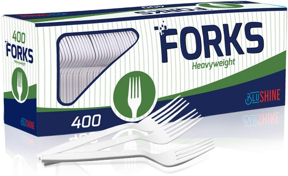 400 Pack Extra Heavyweight Disposable White Plastic Forks for Events