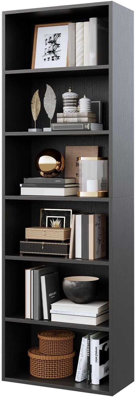 71.2 Tall Narrow Bookshelf with 6 Tiers for Modern Spaces