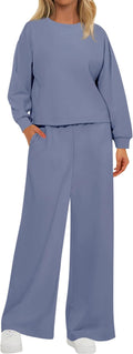 Womens Fall Sweatsuits Two Piece Set - Cozy Crewneck Lounge Set