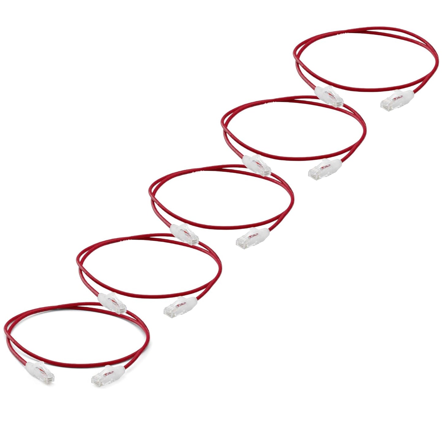 TRUECABLE Cat6 Patch Cable 2ft Red 10G High-Speed Ethernet