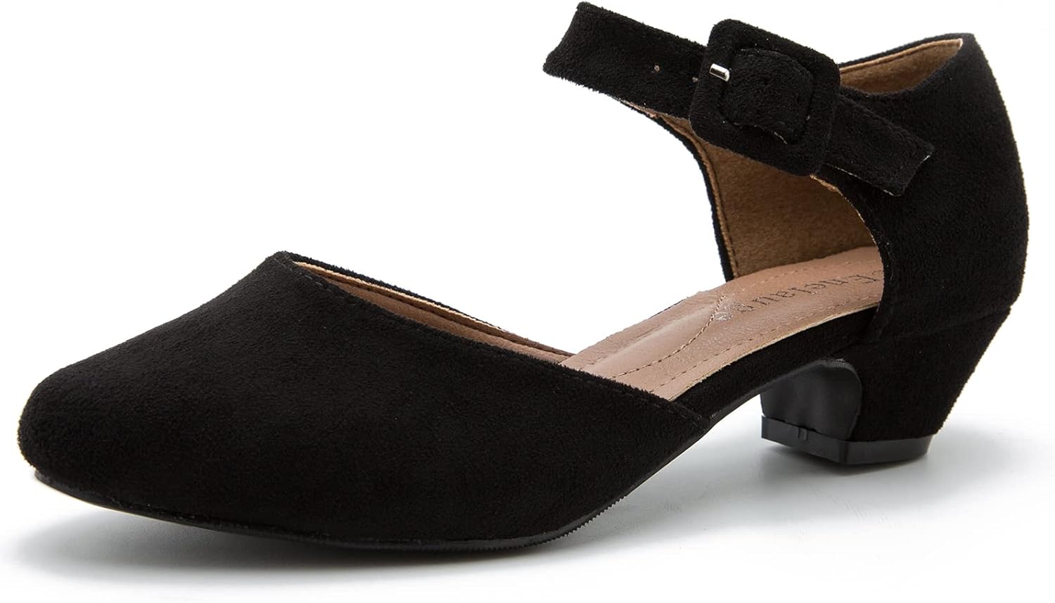 Stylish Women's Ankle Strap Closed Toe Low Chunky Heel Pumps