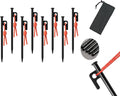 Heavy Duty Forged Steel Camping Stakes Set - Unbreakable & Inflexible - 8pcs (20CM)