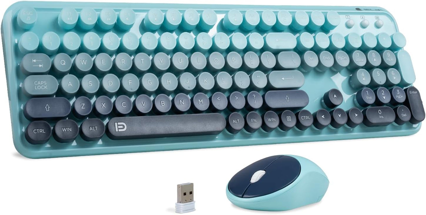 XuanGui Wireless Keyboard and Mouse Combo for Retro Typing