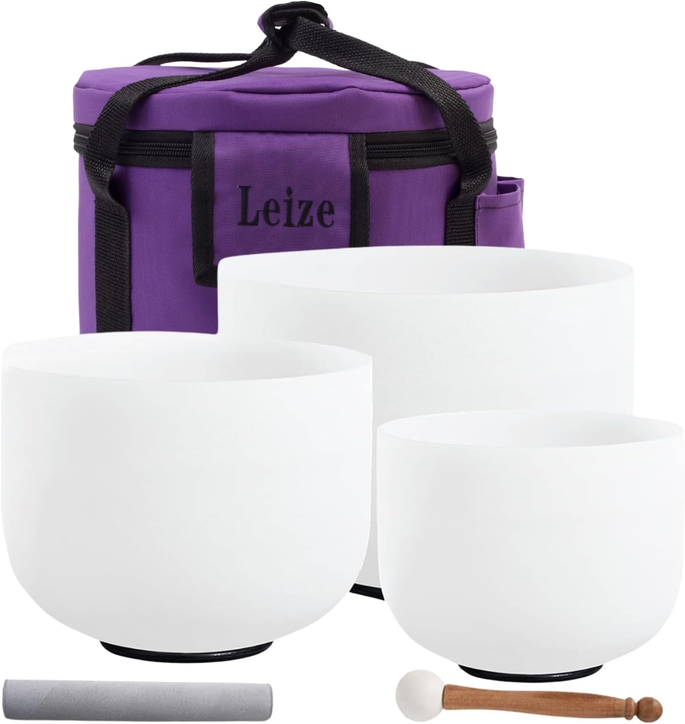 Leize Crystal Singing Bowl Set of 3 for Meditation and Healing