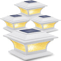 Solar Post Lights Outdoor Glass LED Fence Cap Light 4-Pack - Two Color