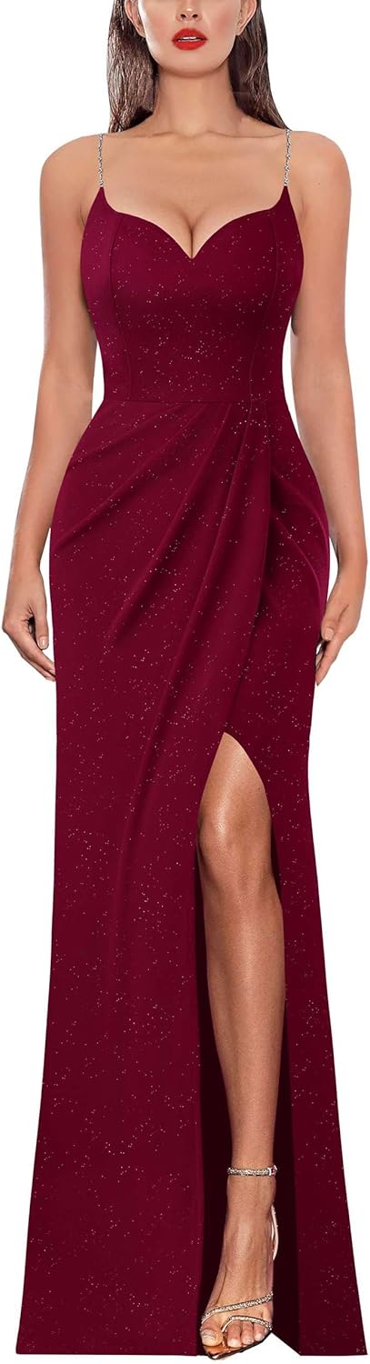VFSHOW Womens Sexy Formal Ruched Bodycon Maxi Dress for Events