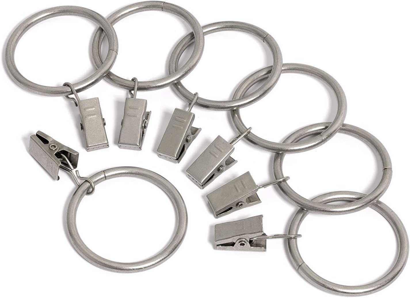 Jocon Silver Curtain Rings 2.5 Inner Diameter - Set of 14 Clips for Easy Drapery Hanging