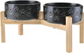 Elevated Dog Bowls Ceramic 7.3in Raised Bamboo Stand - Better Posture