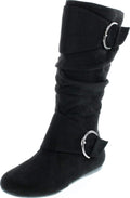 Forever Link Klein-70 Mid-Calf Buckle Slouch Flat Boot - Comfortable 1