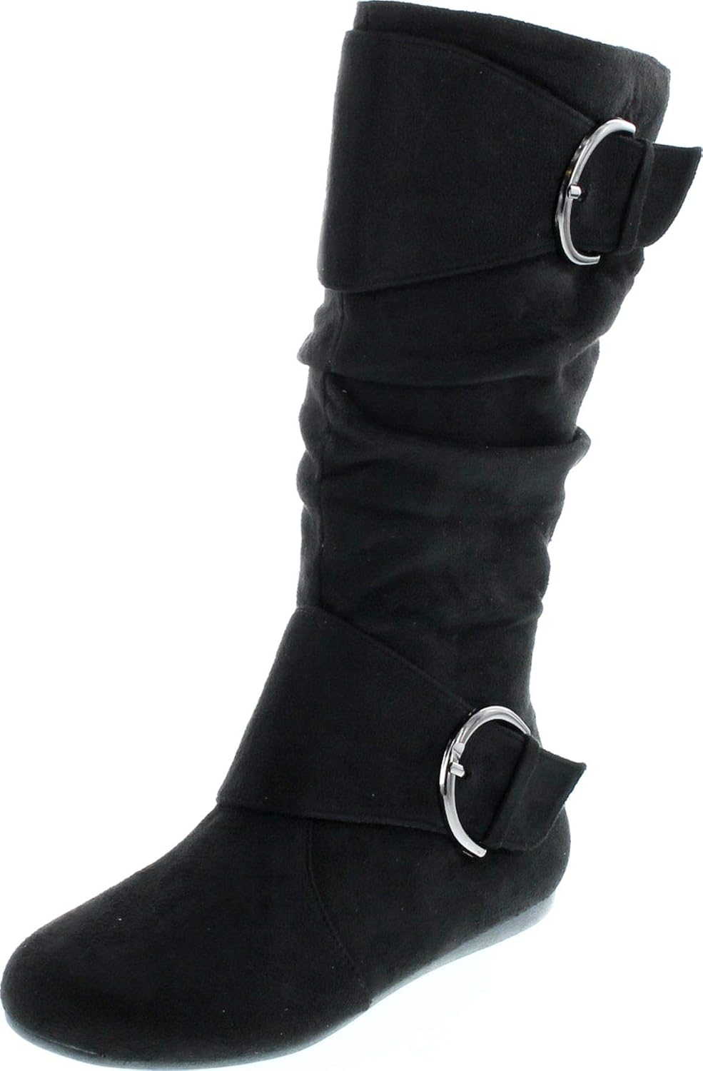 Forever Link Women's Klein-70 Closed Round Toe Buckle Slouch Boot