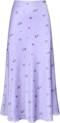 Women's Satin High Waisted Maxi Skirt - Flattering A-Line (Style 7SBH)