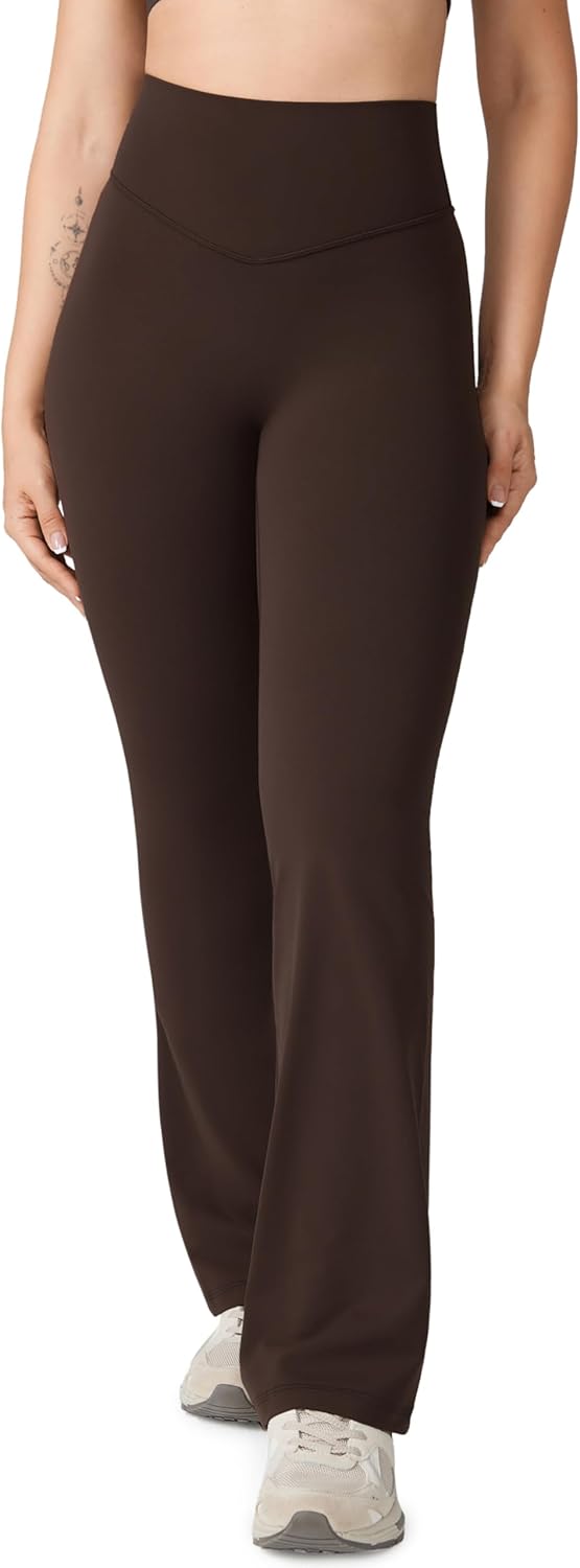 Hugcurve No Front Seam High Waisted Flare Leggings for Women