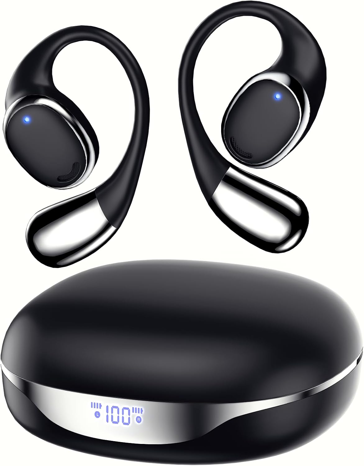 Open Ear Wireless Bluetooth Earbuds with LED Display and Comfort