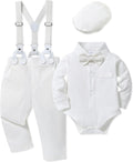 Baby Boy Gentleman Outfit 0-18M - Cotton Romper, Bowtie & Beret