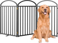 3 Panels Full Metal Freestanding Dog Gate with Door - Extra Wide 72in