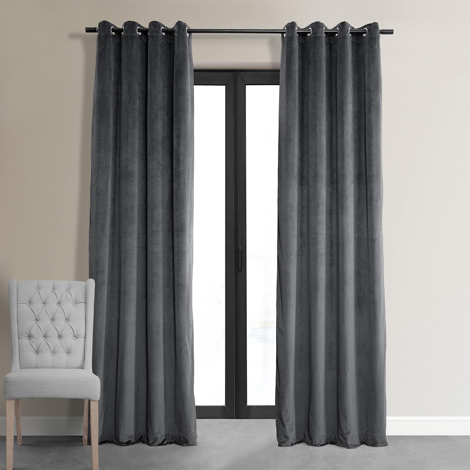 HPD Velvet Blackout Curtain 84 - Distance Blue Grey