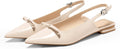 Womens Slingback Flats with Bow - Comfortable Pointed Toe Dress Shoes