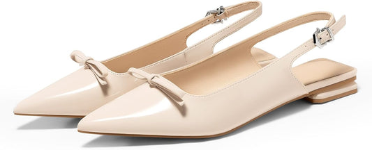 Coutgo Womens Slingback Flats Bow Slip on Dress Shoes for Comfort