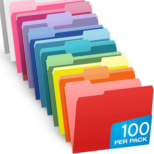 Pendaflex 100 Pack Assorted Color File Folders - Easy Document Organization