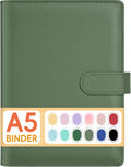 Sooez A5 Notebook Binder - Stylish 6-Ring Planner in Olive Green