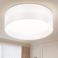Flush Mount Ceiling Light with White Fabric Shade - Dimmable 5CCT