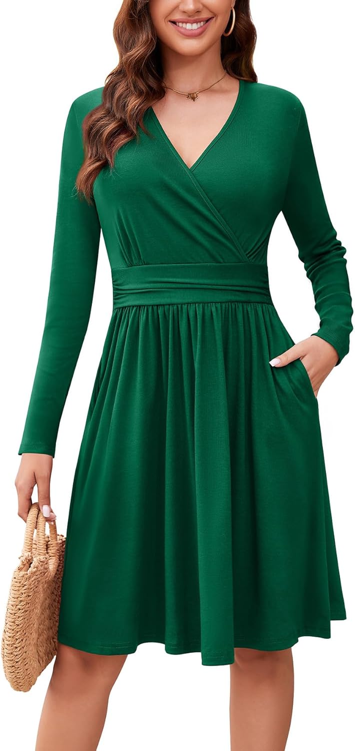 WEACZZY Women's Long Sleeve Casual Fall Dresses with Pockets