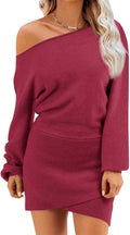 Off The Shoulder Sweater Dress - Slim Fit Knit Mini Dress Women's