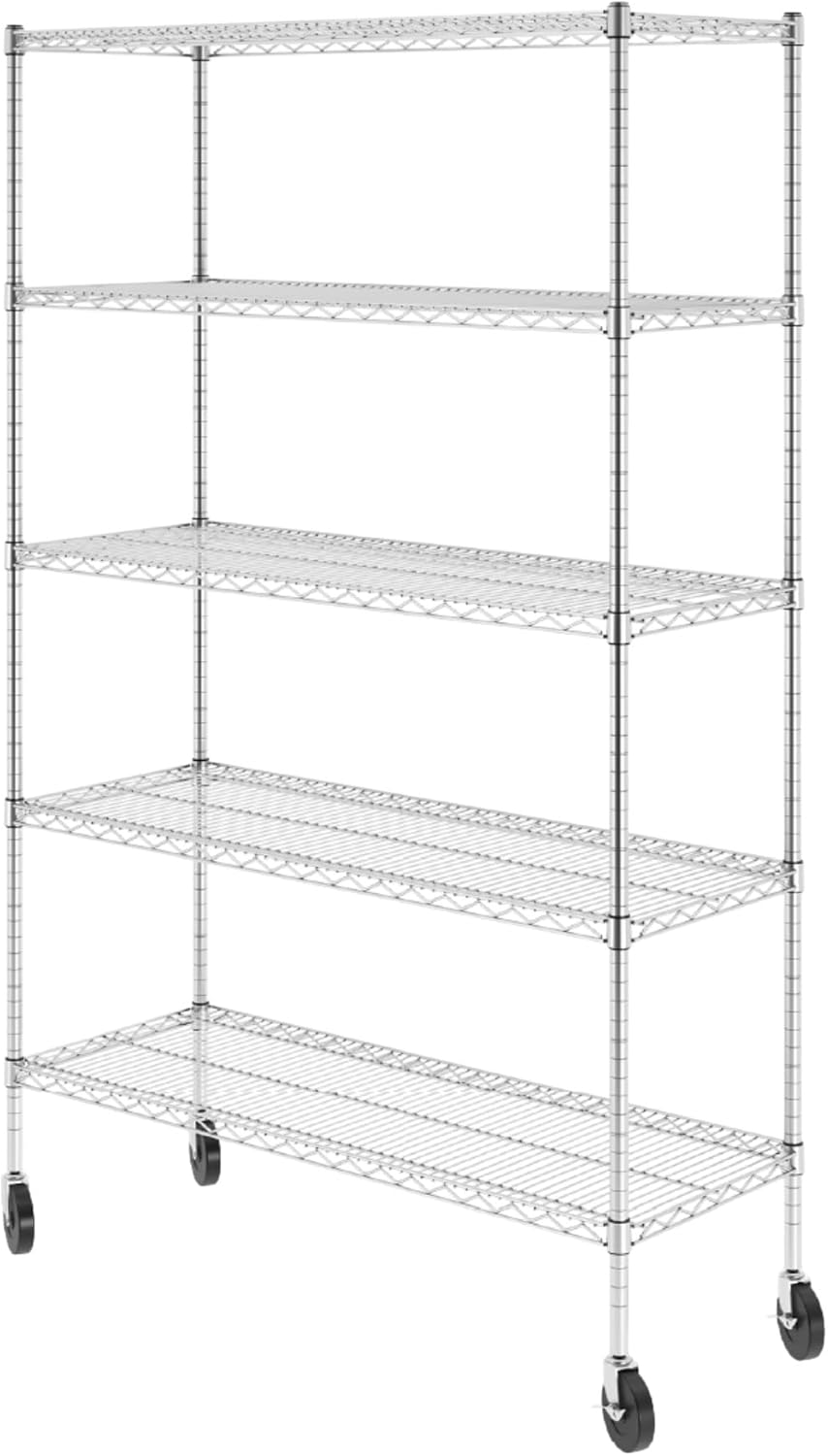 SafeRacks Heavy Duty Steel Wire Storage Shelves with Wheels