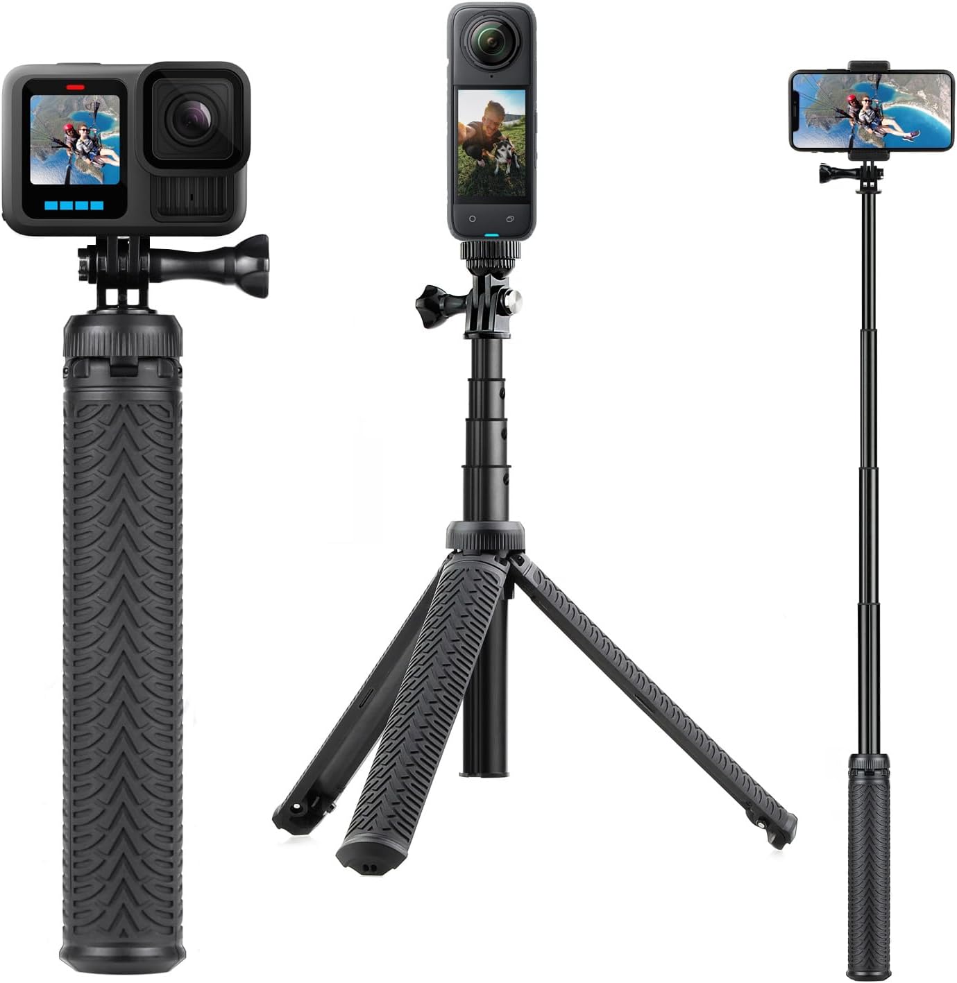 SOONSUN 3in1 Waterproof Selfie Stick for GoPro and Action Cameras