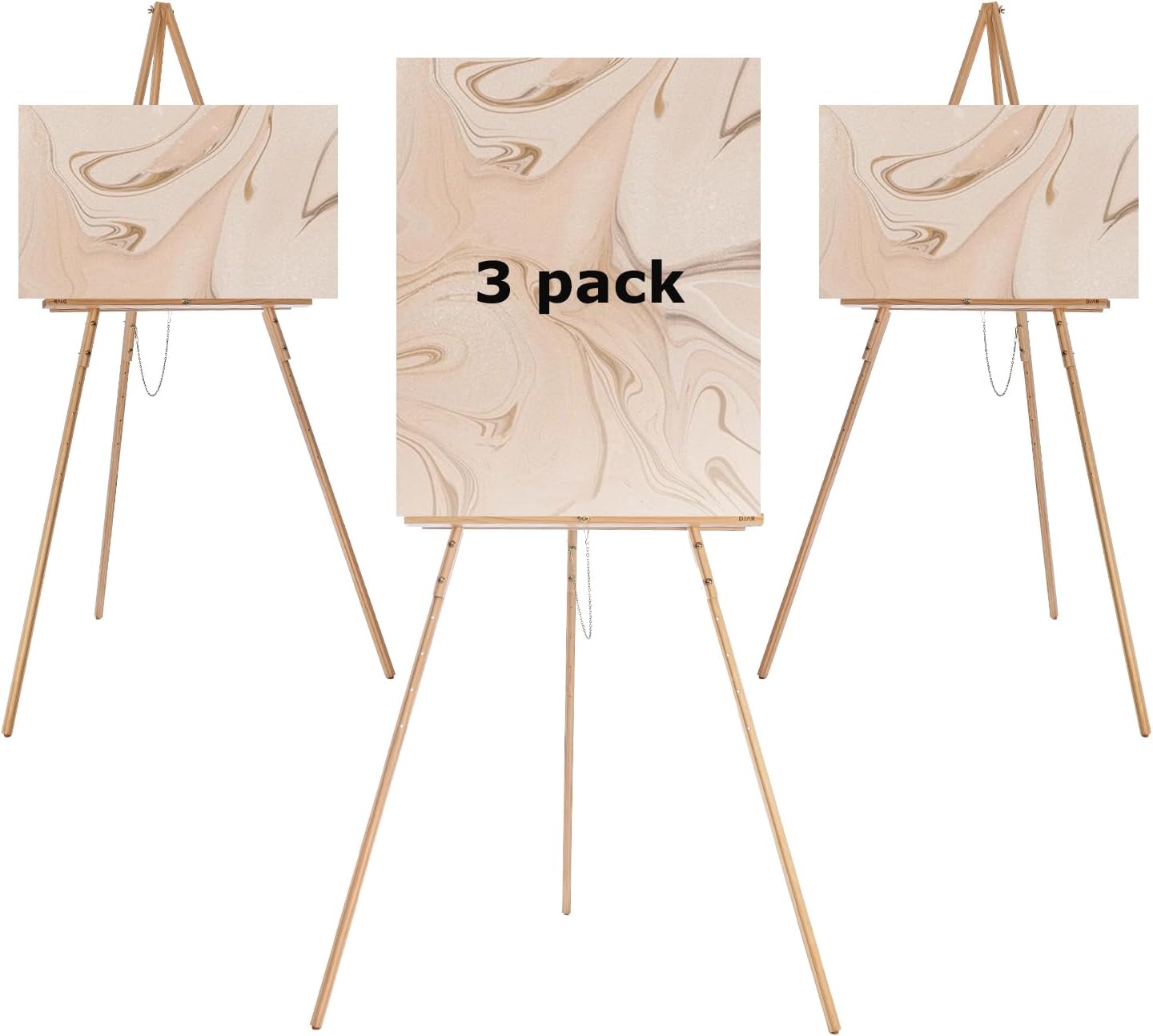 DJAR 3 Pcs 63in Wooden Easel Stand for Sign - Adjustable Height
