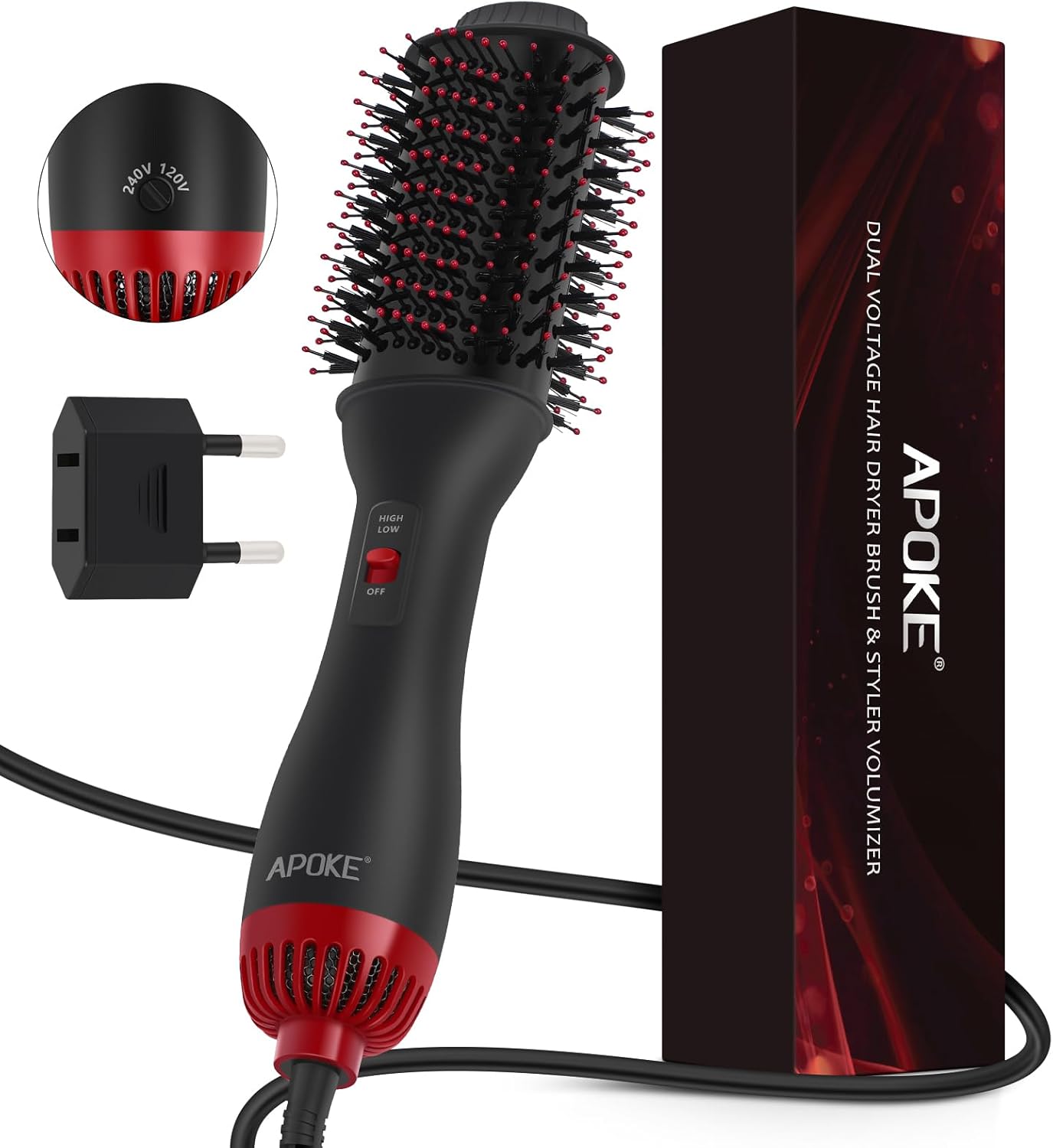 European Travel Hair Dryer Brush - Dual Voltage Styler