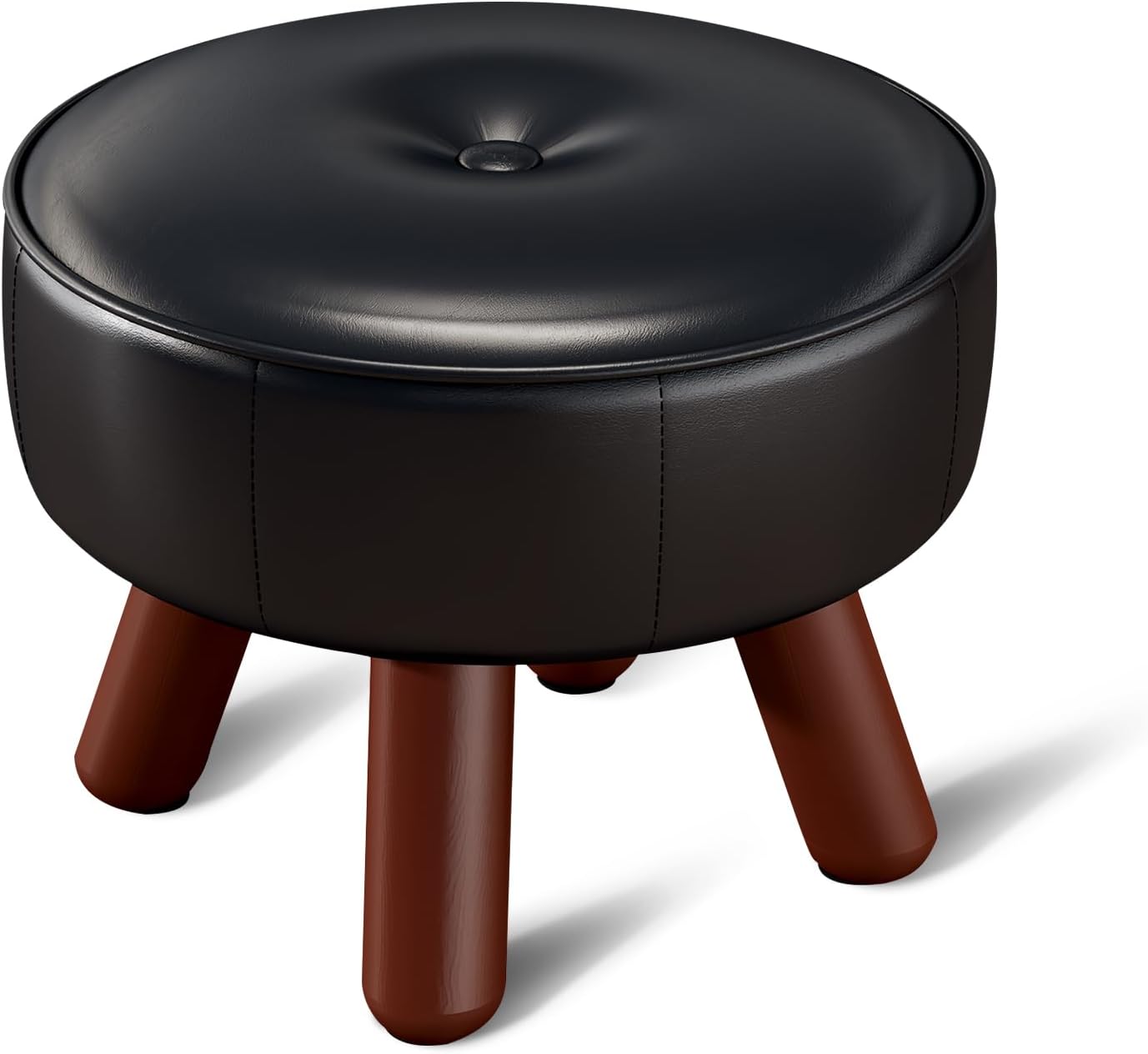 Comfortable 13in Round Faux Leather Foot Stool for Any Room