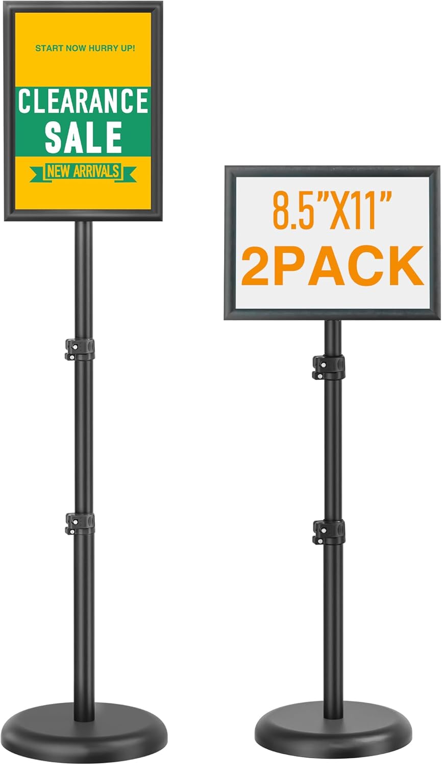 Adjustable Floor Standing Sign Holder for Display - 2 Pack