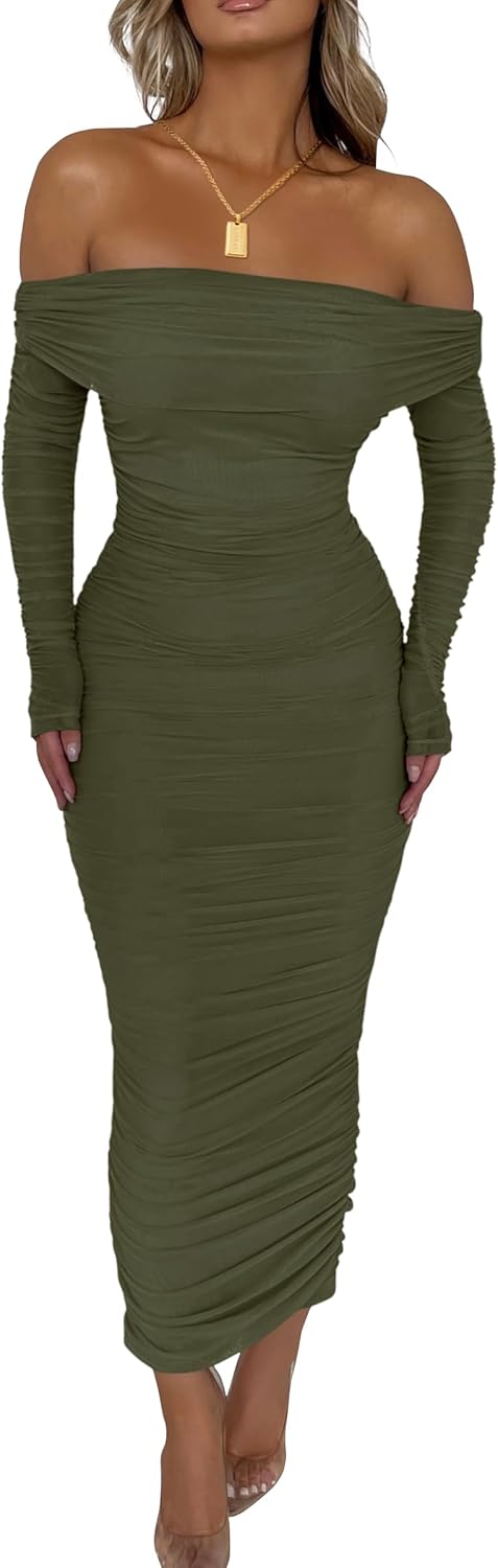 PRETTYGARDEN Women's Fall Off The Shoulder Maxi Dress Review