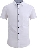 Mens Short Sleeve Dress Shirt Regular Fit Business Casual