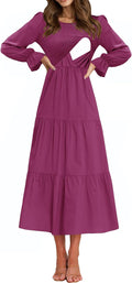Women's Nursing Dress Smocked Bodice Tiered Midi (Style NXRN)