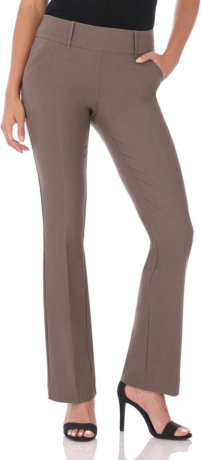 Rekucci Women's Comfort Bootcut Pant with Tummy Control Feature