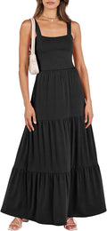 Women's Summer Long Maxi Beach Dress - Flowy Tiered Sun Dress