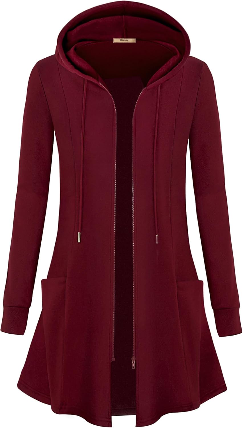 Miusey Womens Zip Up Long Hoodie Jacket for Stylish Comfort