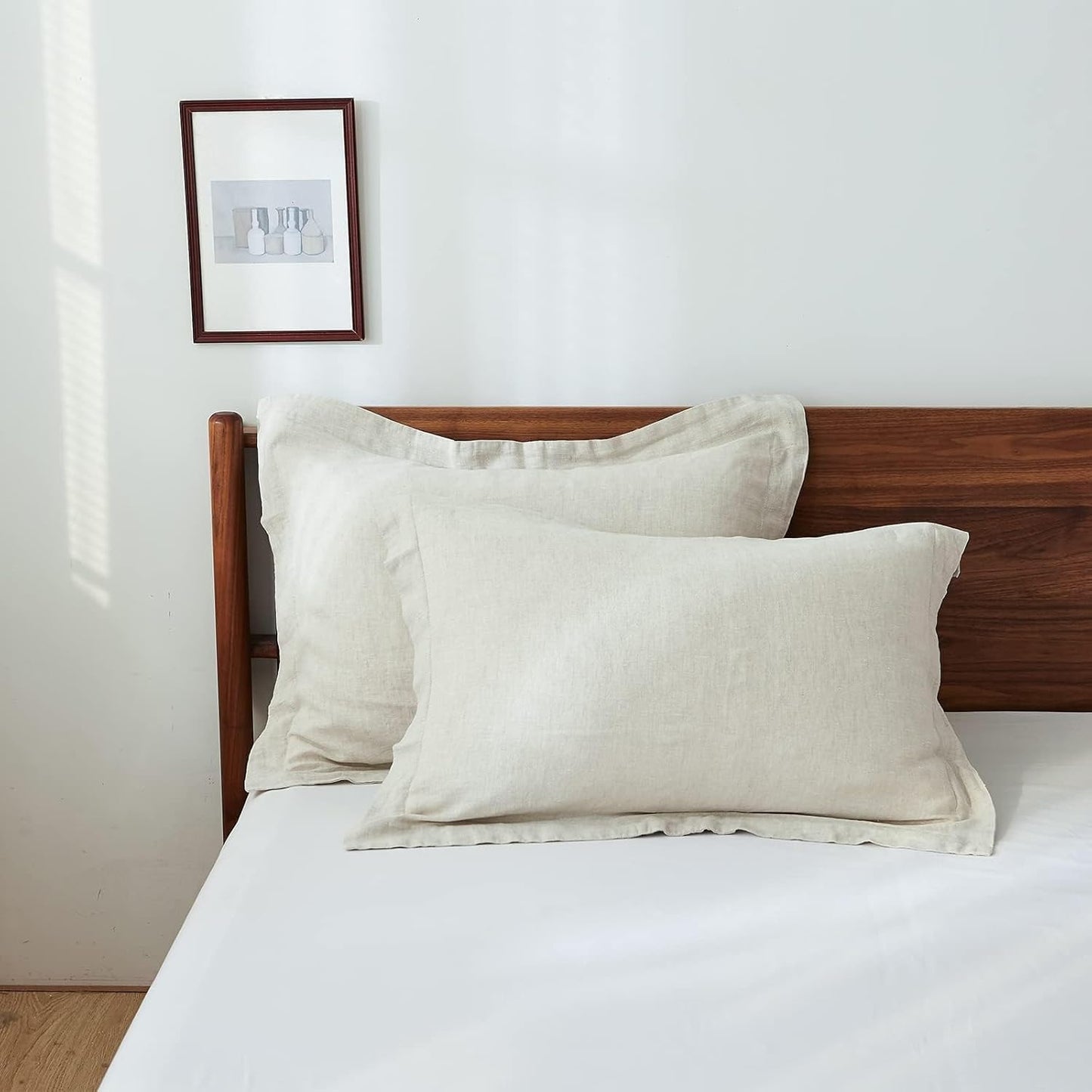 Luxury Linen Pillow Cases King Size Set of 2 for All-Season Use