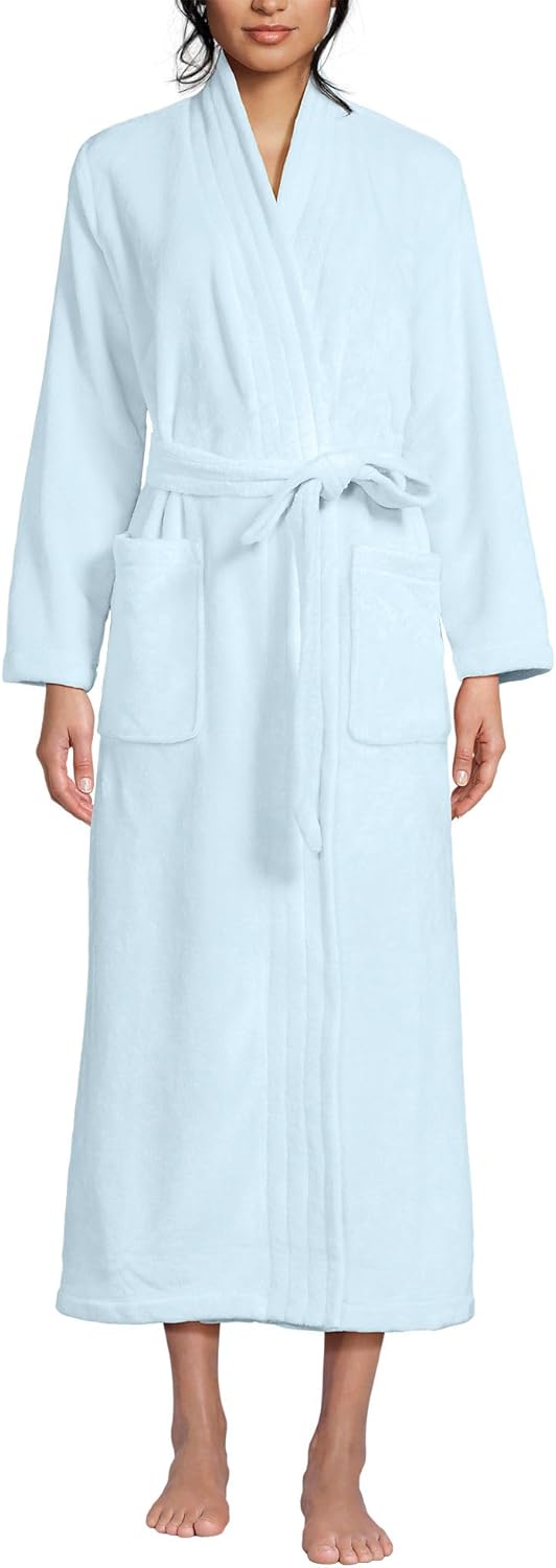 Lands' End Women's Cozy Plush Long Wrap Robe for Ultimate Comfort